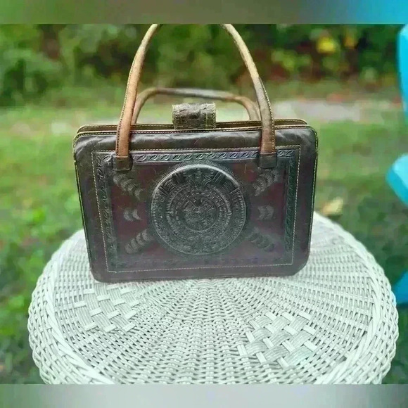 Vintage leather bag. Montabur. Hand made in Mexic. tooled leather. Matador. 3D - Picture 5 of 13